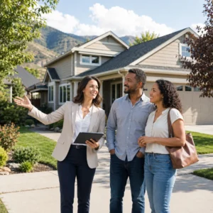 Real estate Professional showing a house to a couple