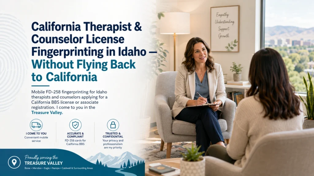 California Therapist / Counselor License Fingerprinting (from Idaho)